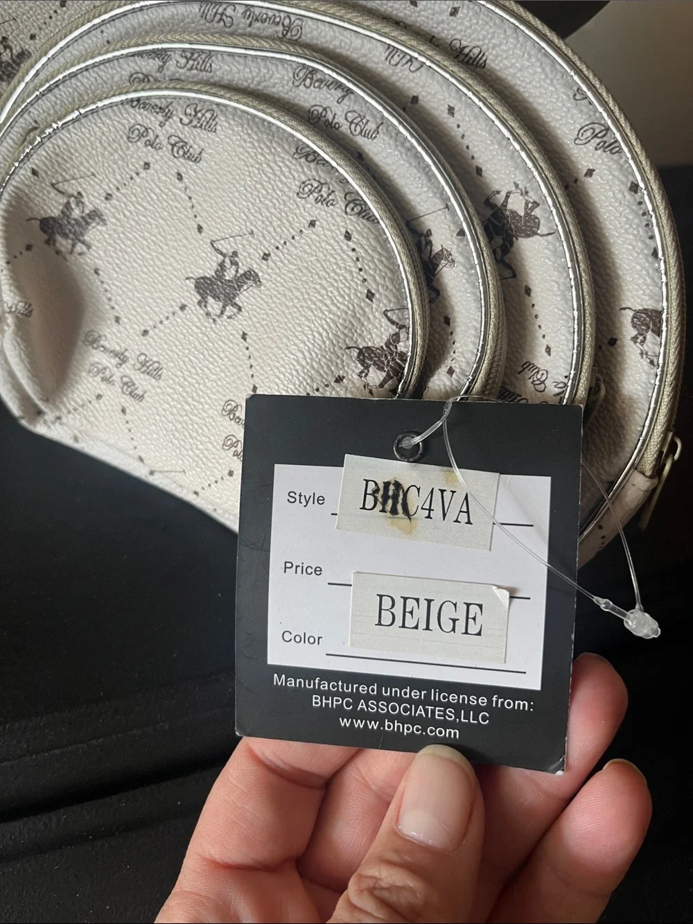 Beverly Hills Polo Club Cream and Black Logo Cosmetic Pouch Set Giftable